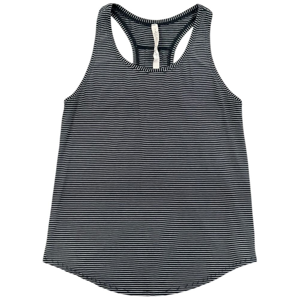 Lululemon Cool Racerback Tank Top Black White Stripe Size 8